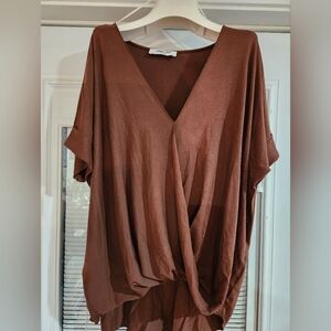 Chic Brown V-Neck Top